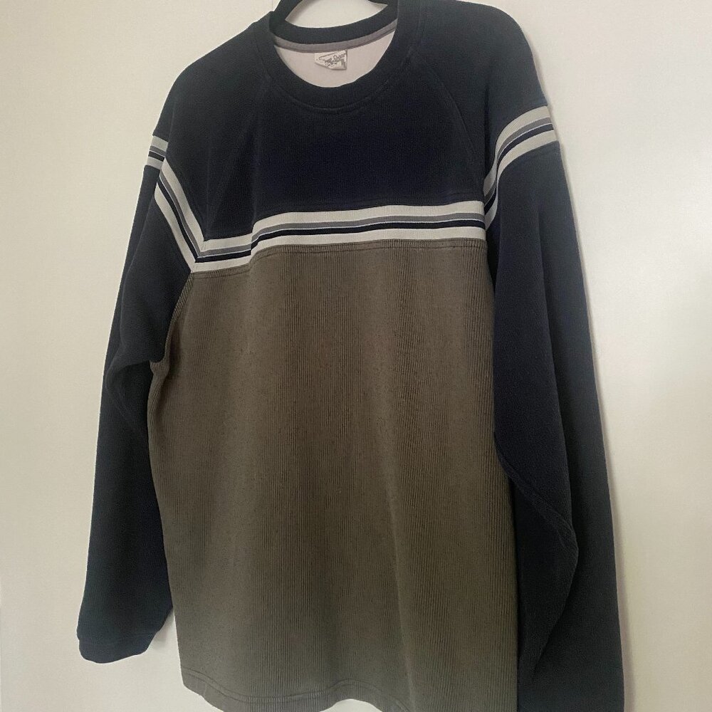 Vintage Y2K Xtreme Gear Textured Striped Embroidered Crewneck Sweater Size XL